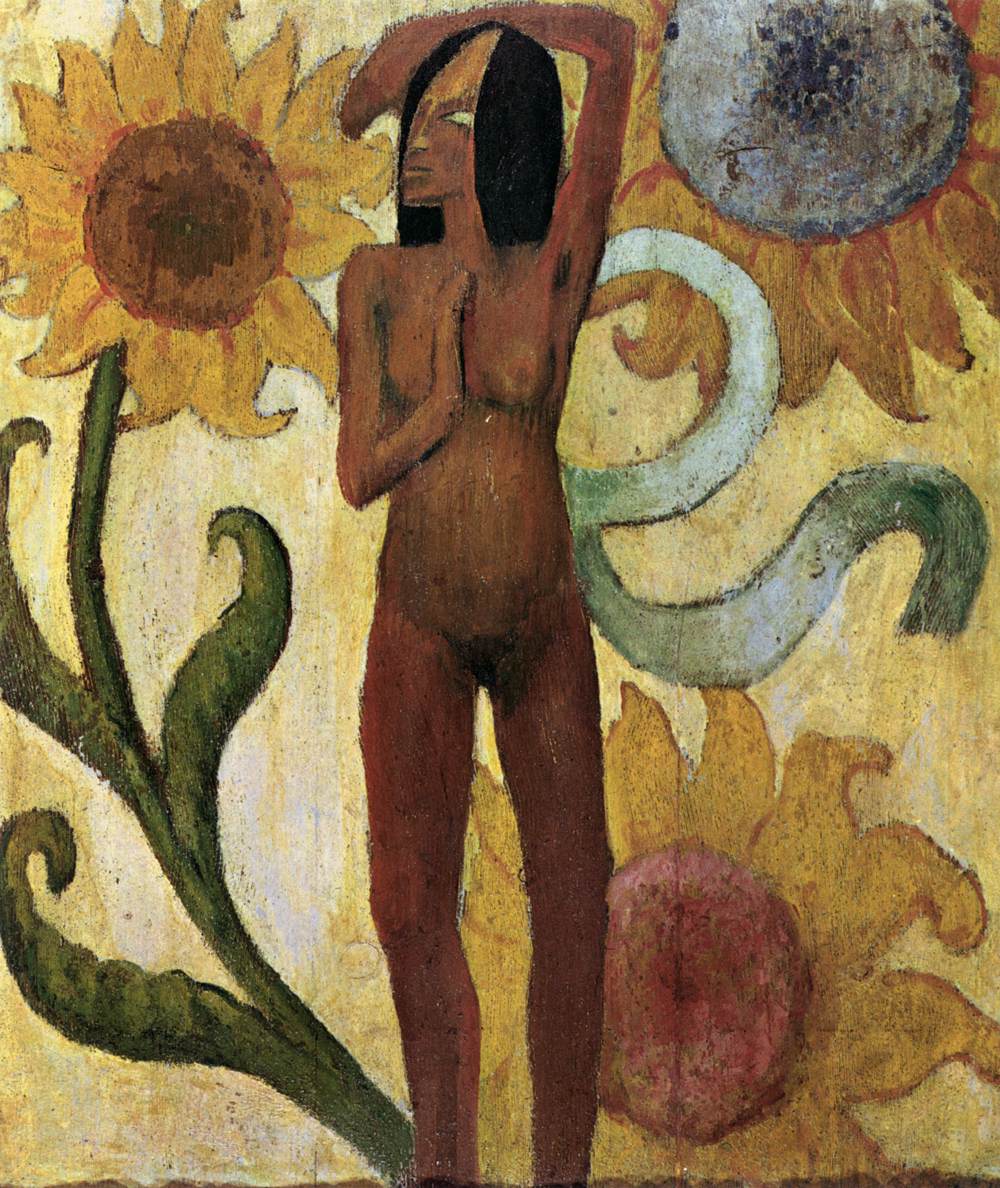 Caribbean Woman with Sunflowers by GAUGUIN, Paul