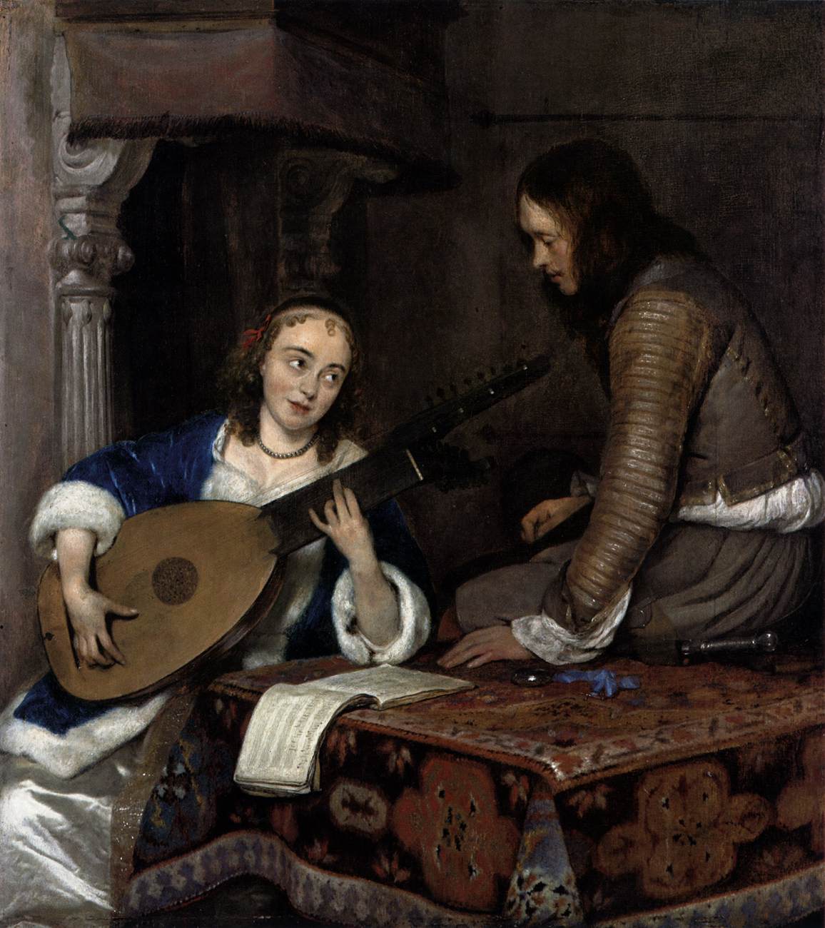 Woman Playing the Theorbo-Lute and a Cavalier by