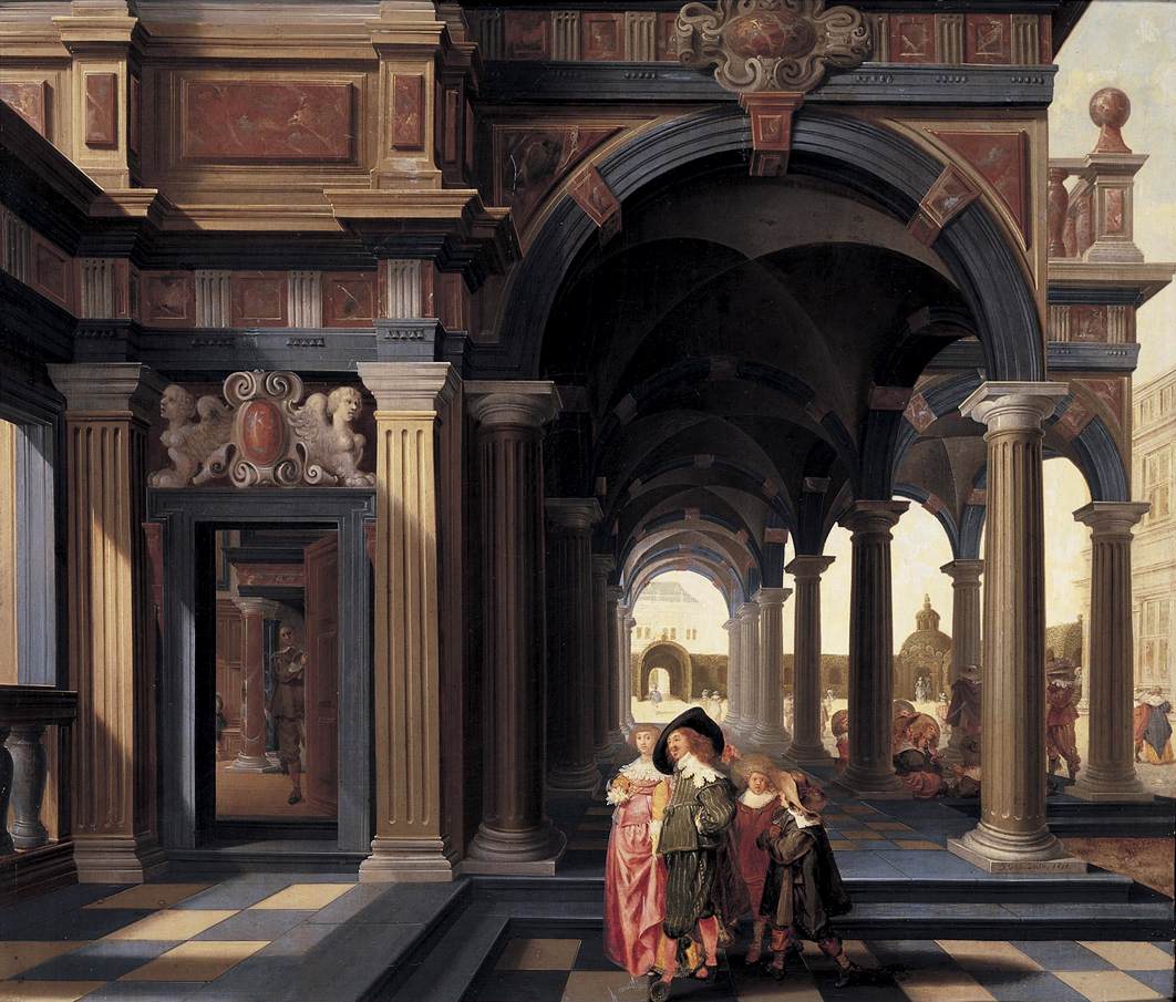 Elegant Figures in a Loggia by