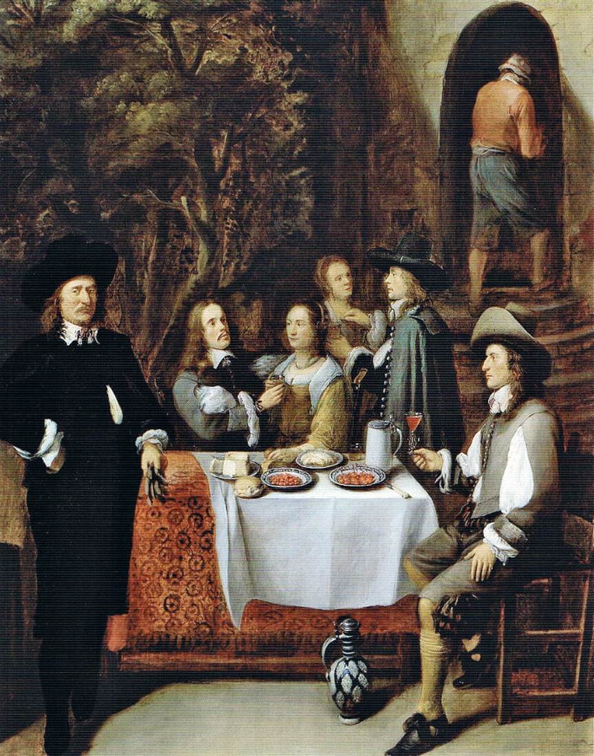 Elegant Company at a Table on a Terrace by