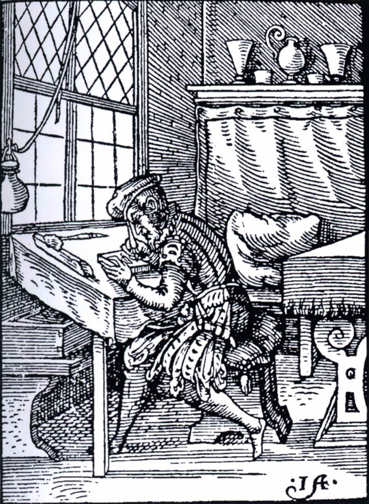 Cutting a woodblock (from the Book of Trades) by AMMAN, Jost