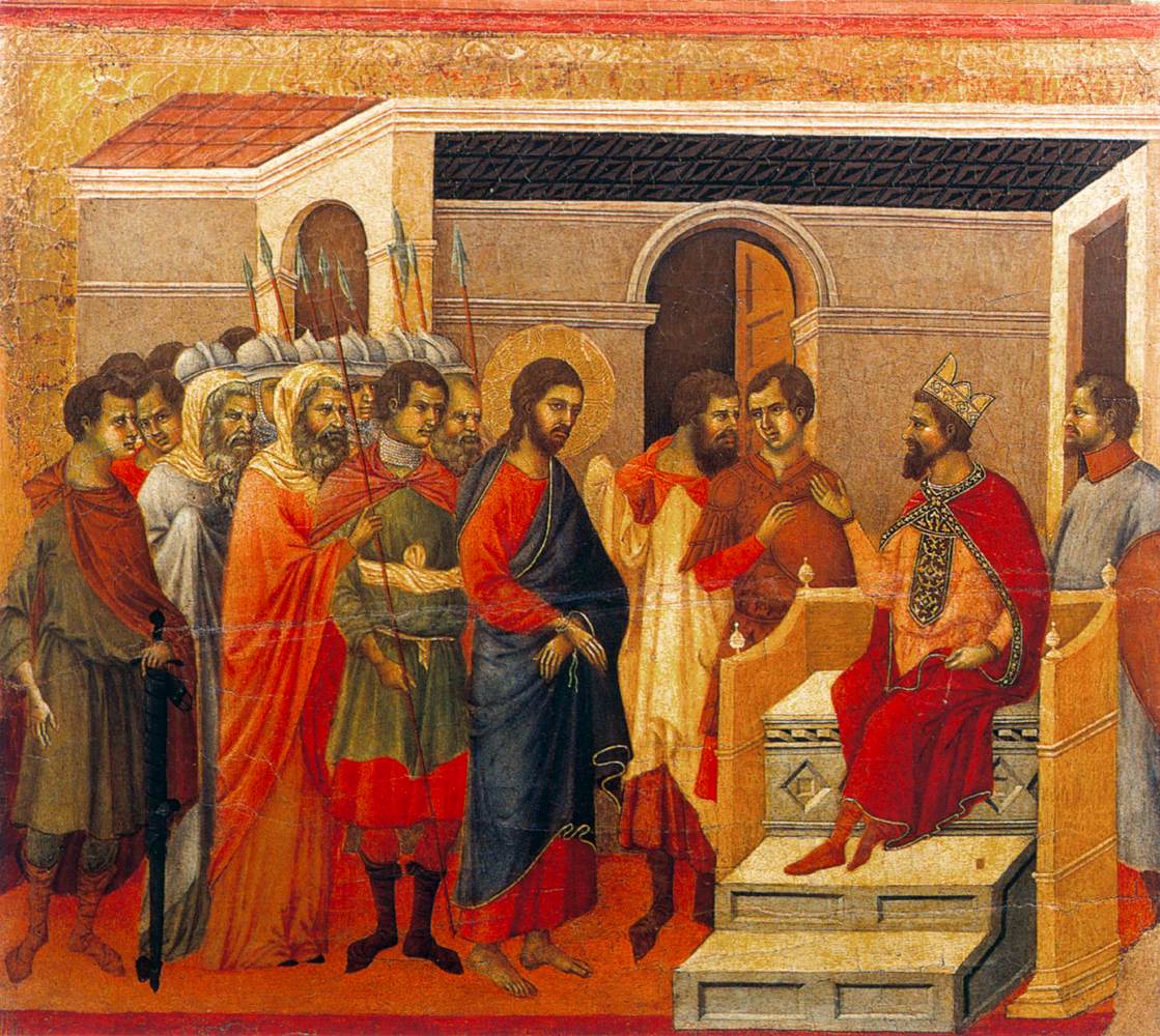 Christ Before King Herod (scene 14) by DUCCIO di Buoninsegna