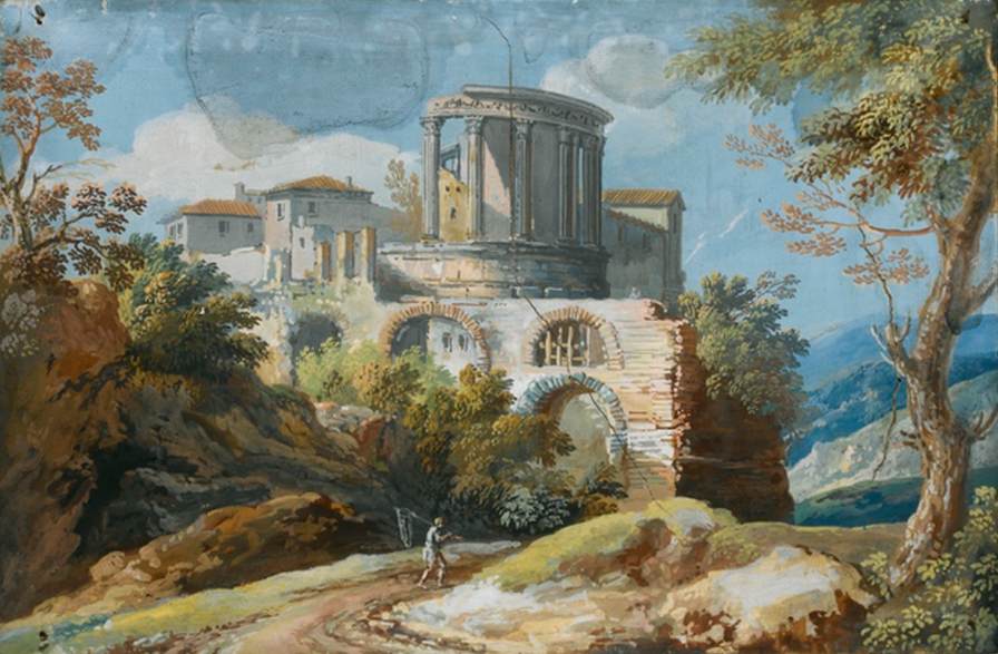 Roman View: The Temple of Vesta at Tivoli by BUSIRI, Giovanni Battista