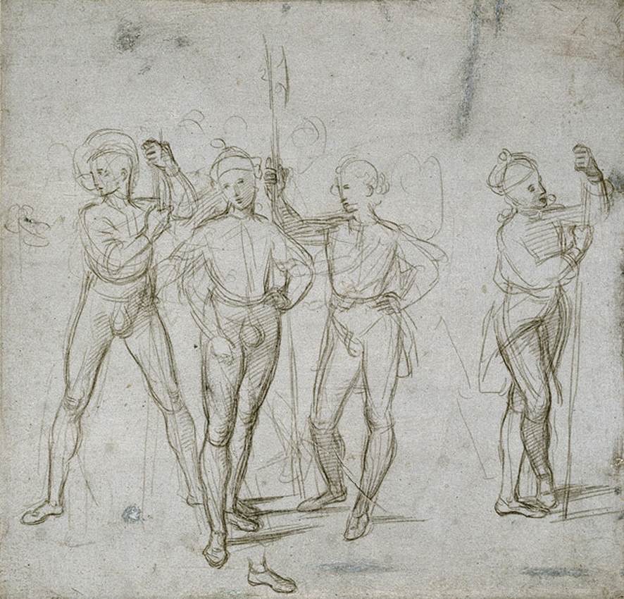 Group of four standing soldiers (recto) by RAFFAELLO Sanzio