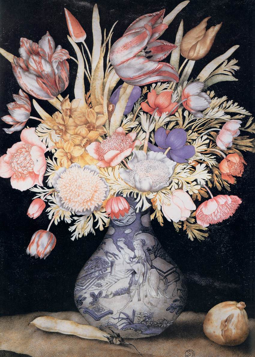 Chinese Vase with Flowers, a Fig, and a Bean by GARZONI, Giovanna