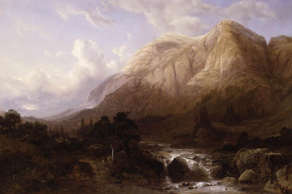 Mountainous Landscape with a Torrent by CALAME, Alexandre