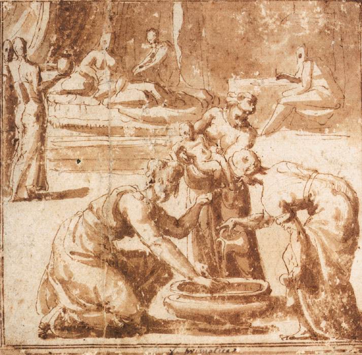 Sketch for the Birth of St John the Baptist by SALVIATI, Cecchino del