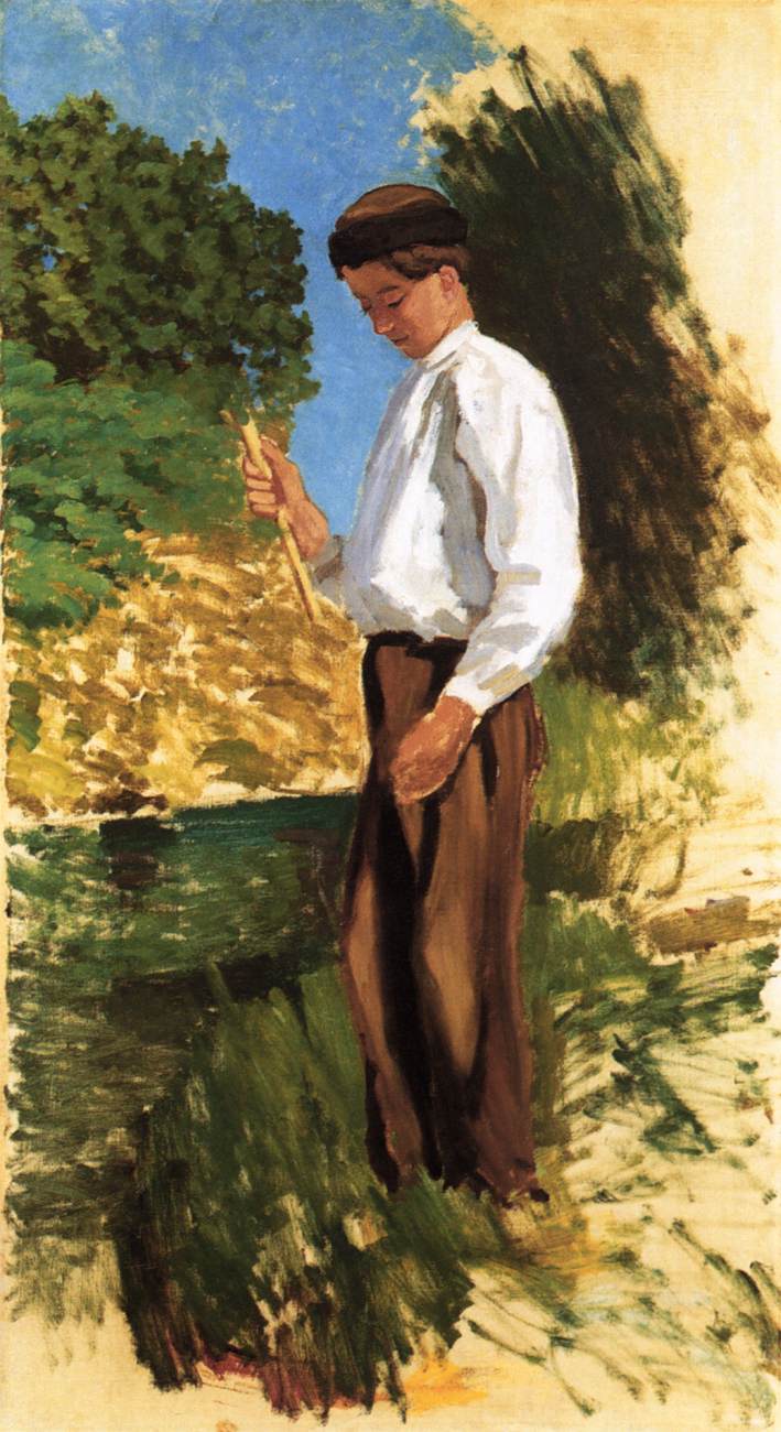 Louis Auriol Fishing by BAZILLE, Jean-Frédéric