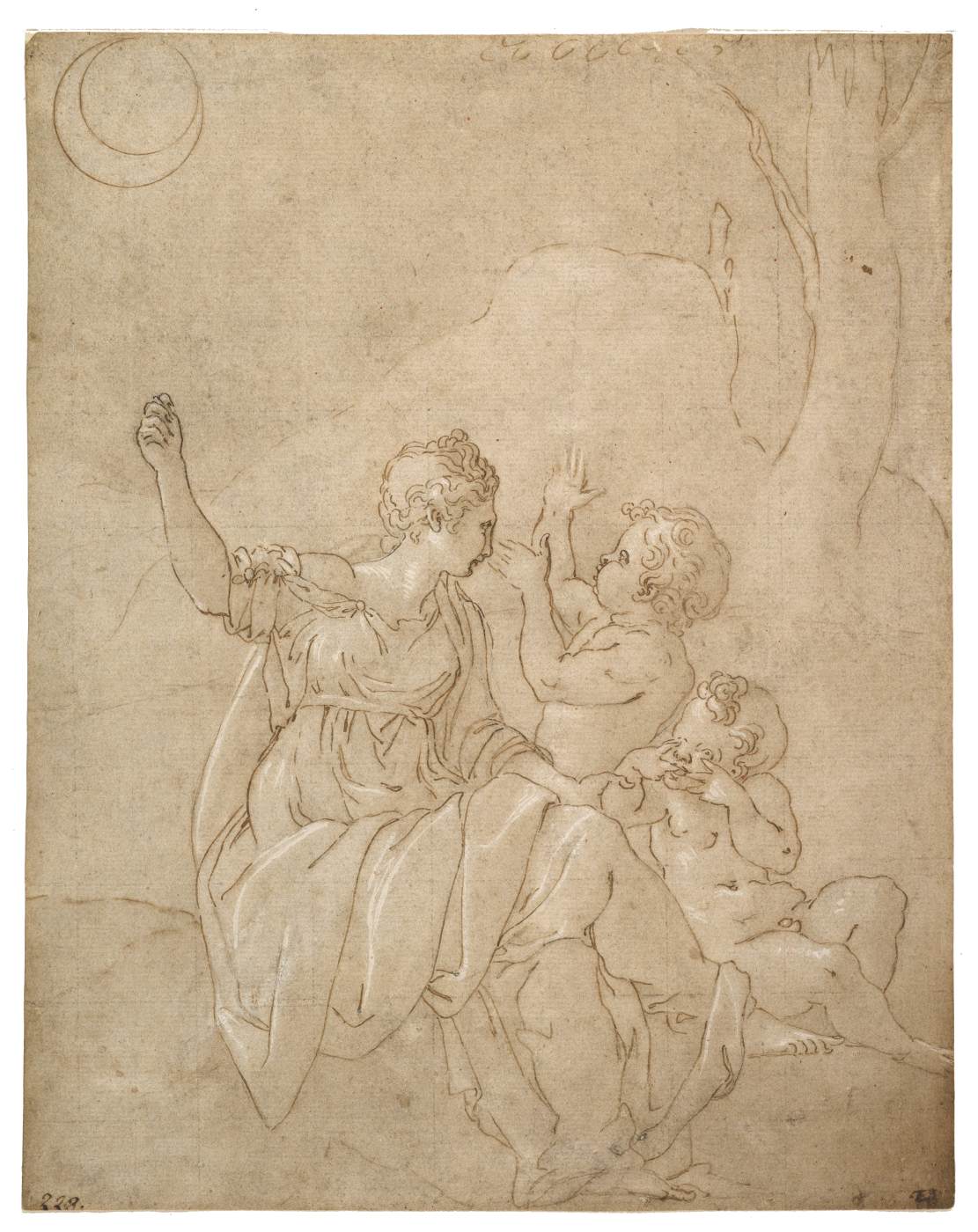 Classical Female Figure (Diana or Venus) with Two Infants by PRIMATICCIO, Francesco