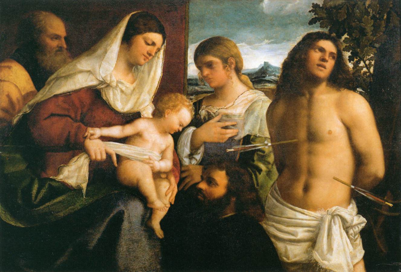 The Holy Family with St Catherine, St Sebastian and a Donor by SEBASTIANO DEL PIOMBO