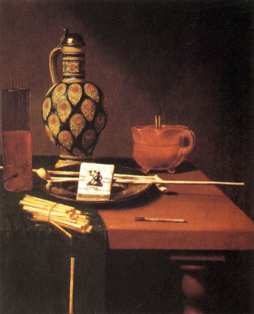 Still-Life with Porcelain Vase and Smoking Tools by RAVESTEYN, Hubert van