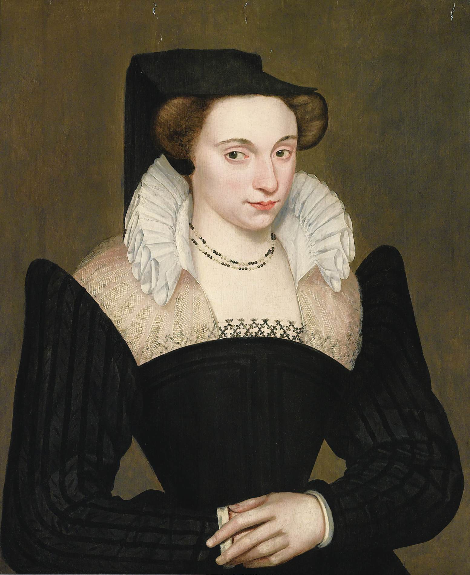 Portrait of a Lady in a Black Robe. by QUESNEL, François