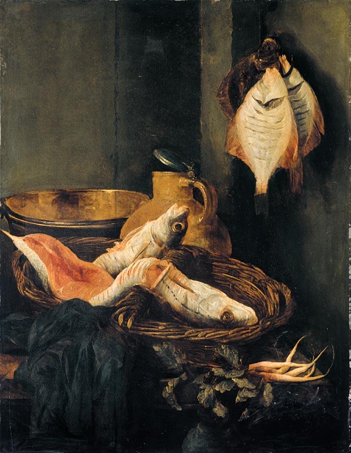 Still-Life with Fish in Basket by BEYEREN, Abraham van