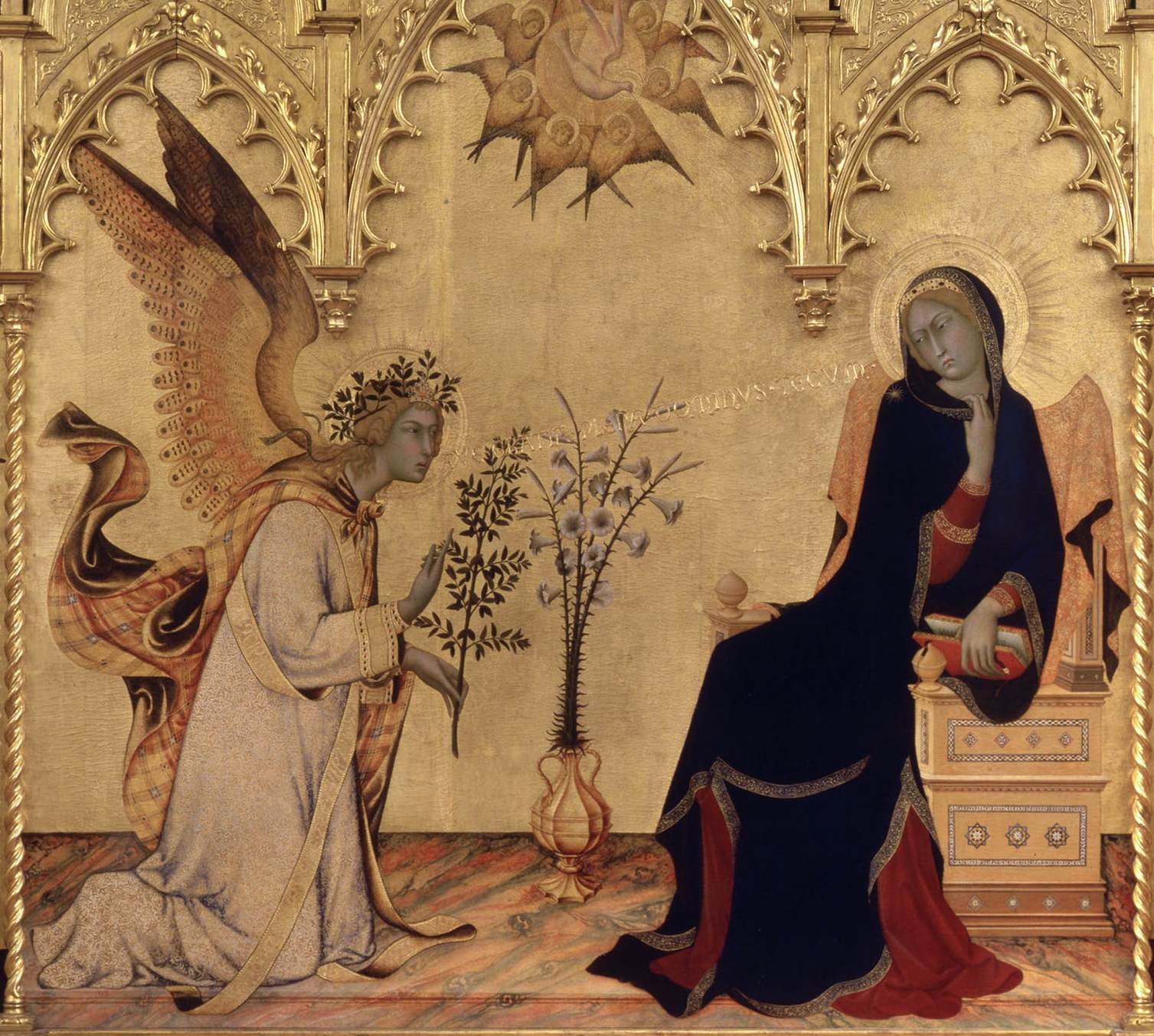 Annunciation and Two Saints (detail) by SIMONE MARTINI