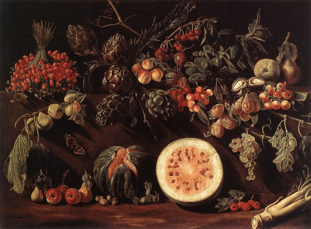 Fruit, Vegetables and a Butterfly by BONZI, Pietro Paolo