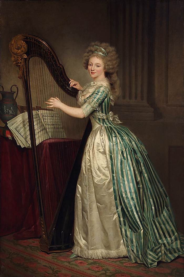 Self-Portrait with a Harp by DUCREUX, Rose-Adélaide